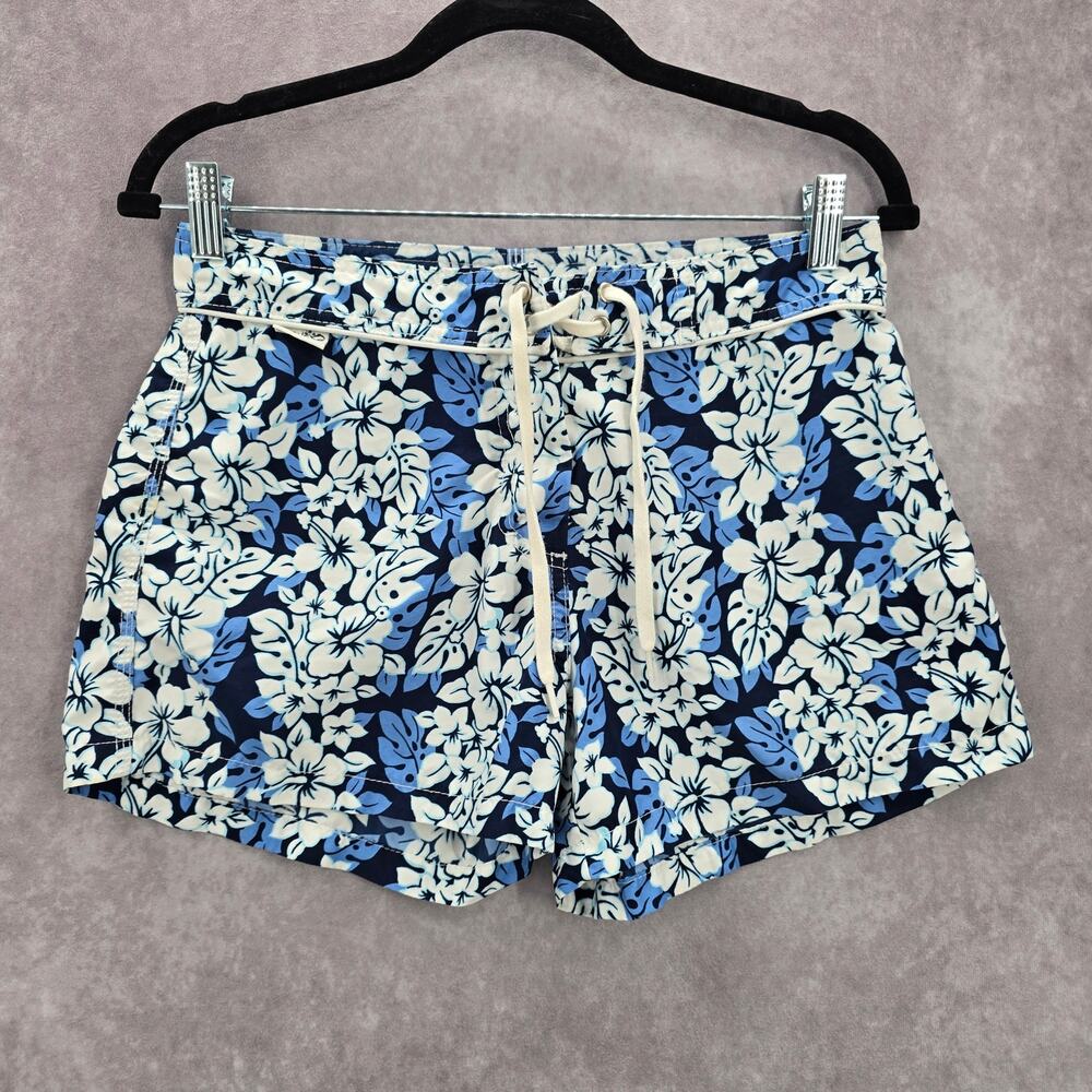 Syko Blue White Floral Board Swim Trunks Beach‎ Tropical Pants Shorts Small 7